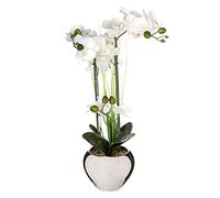 Atmosphera - Orchidée Artificielle - Vase Argent en céramique - H53 cm