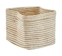 Atmosphera - Panier de rangement Tito en jute 30x30cm - Beige clair et blanc