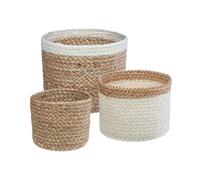 Set de 3 paniers ""Jackson"" en jute blanc D11/16/19cm - Atmosphera Créateur d'intérieur