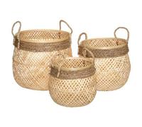 Atmosphera paniers de rangement ronds x3 - Bambou
