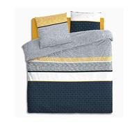 Atmosphera Parure de lit en Coton - Rayures - 240 x 220 cm - Bleu