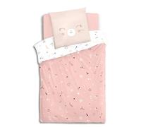 Atmosphera - Parure de Lit Enfant Chat Rose - 140 x 200 cm, 1 Personne - 100% Coton, Housse et Taie d'oreiller - pour Chambre d'enfant
