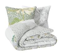 Atmosphera - Parure de Lit Monstera 2 Personnes 240 x 220 cm, Coton 57 Fils, Réversible, 2 Taies Incluses - pour Chambre, Motif Végétal