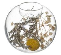 Atmosphera - Photophore avec fleurs sechées Folk - verre - D10 cm - Jaune