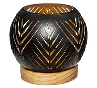 Atmosphera - Photophore Boule LED - métal et Bois - Noir D15 cm - Modèle 1