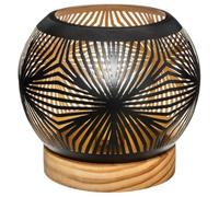 Atmosphera - Photophore Boule LED - métal et Bois - Noir D15 cm - Modèle 2