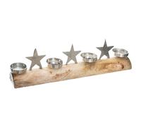Atmosphera Photophore tronc bois 4 bougies - H 61 cm - Multicolore