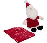 Plaid 90x75 cm et peluche père Noël - Rouge