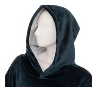 Atmosphera Plaid à manches et capuche en flanelle bleu égéen - Taille L-XL