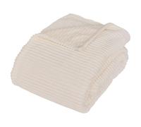 Atmosphera - Plaid Arum Grande Taille en Flanelle Côtelée Ivoire 240 x 220 cm - pour Lit Double, Canapé, Jeté de Lit