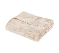 Atmosphera - Plaid en Flanelle Ryo Beige, 180 x 230 cm, Motif Feuille en Relief - Couverture, Jeté pour Canapé et Lit