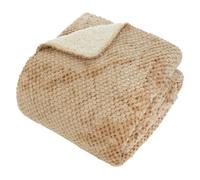 Atmosphera - Plaid Flanelle Effet Sherpa lyno Beige Lin 170x130cm