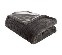 Atmosphera Plaid Manoir en fausse fourrure gris foncé 180 x 230 cm