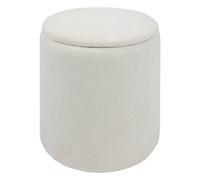 Atmosphera Pouf-coffre rond bouclette - Blanc