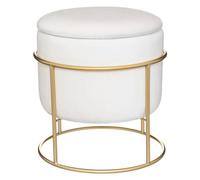Atmosphera - Pouf Coffre de Rangement Eliane - Velours et métal - Ivoire
