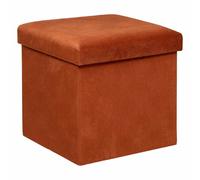 Atmosphera Pouf pliant Lilou en velours 38 x 38 cm Ambre