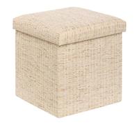 Pouf Coffre Pliable effet naturel 38x38cm OLMA Crème - Atmosphera Créateur d'intérieur