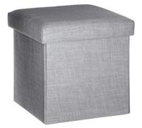 Pouf coffre pliable Tomaz - L. 38 x H. 38 cm - Gris clair