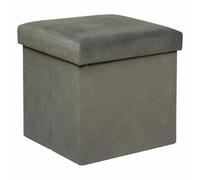 Atmosphera Pouf coffre pliable velours - Gris