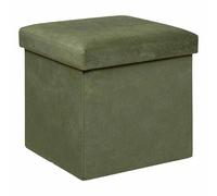 Atmosphera Pouf-coffre pliable velours - Kaki