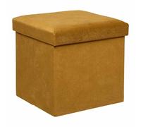Atmosphera Pouf-coffre pliable velours - Ocre