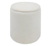Atmosphera Pouf-coffre rond bouclette - Blanc