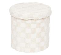 Atmosphera Pouf-coffre rond tufté - Blanc