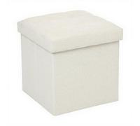 Atmosphera Pouf en Velours Pliable - Beige