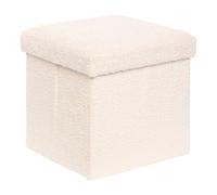 Atmosphera - Pouf Pliable Coffre soana en Bouclette Ivoire 38x38cm