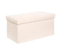 Atmosphera - Pouf Pliable Coffre soana en Bouclette Ivoire 76x38cm