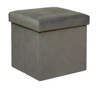 Atmosphera - Pouf Pliant Lilou en Velours 38x38cm Gris