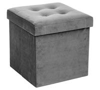 Atmosphera - Pouf Pliant Lysandre Gris Effet Velours