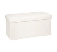 Atmosphera - Pouf Pliant Ezzio - Bois - Blanc