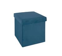 Atmosphera Pouf pliant velours - Bleu foncé