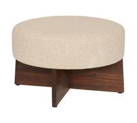 Atmosphera - Pouf Rond Kayan Argile - D 50 x H 30 cm - Pieds en Pin, Siège d'Appoint - pour Salon, Chambre