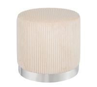 Atmosphera Pouf rond velours côtelé - Ivoire