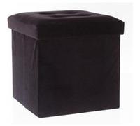 Pouf Velour Leandre - Pliant - Noir