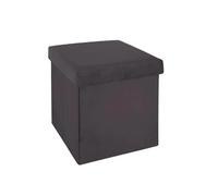 Atmosphera Pouf velours carré - Gris foncé