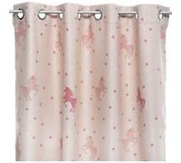 Rideau occultant imprimé licorne - 140 x 250 cm - Rose
