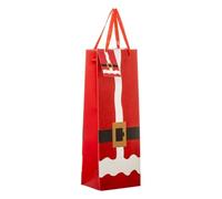 Atmosphera - Sac cadeau imprimé taille bouteille tenue de père noël paillettes rouge