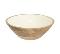 Atmosphera - Saladier inaya d30 cm blanc chaud et bois de manguier
