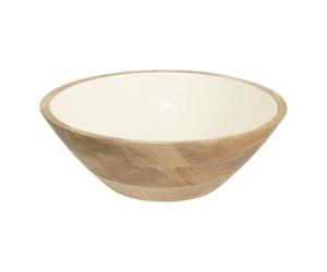 Atmosphera - Saladier inaya d30 cm blanc chaud et bois de manguier
