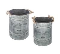 Set de 2 seaux métal gris D19/23cm - Atmosphera Créateur d'intérieur