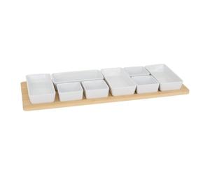 Atmosphera - Service apéritif bambou 9 pièce(s) blanc l58xp22xh5cm