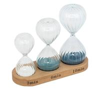 Atmosphera - Set 3 sabliers h.15cm Verre avec Plateau Bois
