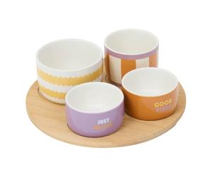 Atmosphera - Set apéritif poolside plateau en bambou et 4 bols assortis