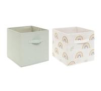 Atmosphera - Lot de 2 bacs de rangement enfant Arc-en-Ciel 29x29 cm Vert
