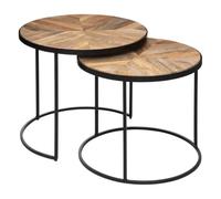 Lot de 2 tables gigognes ""Basile"" manguier D51/56cm - Atmosphera Créateur d'intérieur