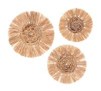 Atmosphera – Set de 3 décorations murales en raphia D25/30/36 cm Beige