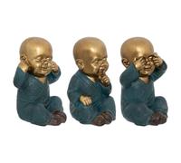 Atmosphera - Set de 3 statuettes Bouddha en résine H21cm doré
